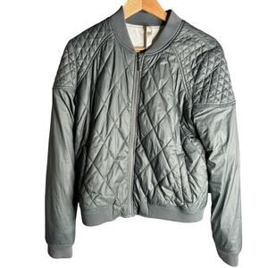 Free People Quilted Bomber Jacket Gray Size M